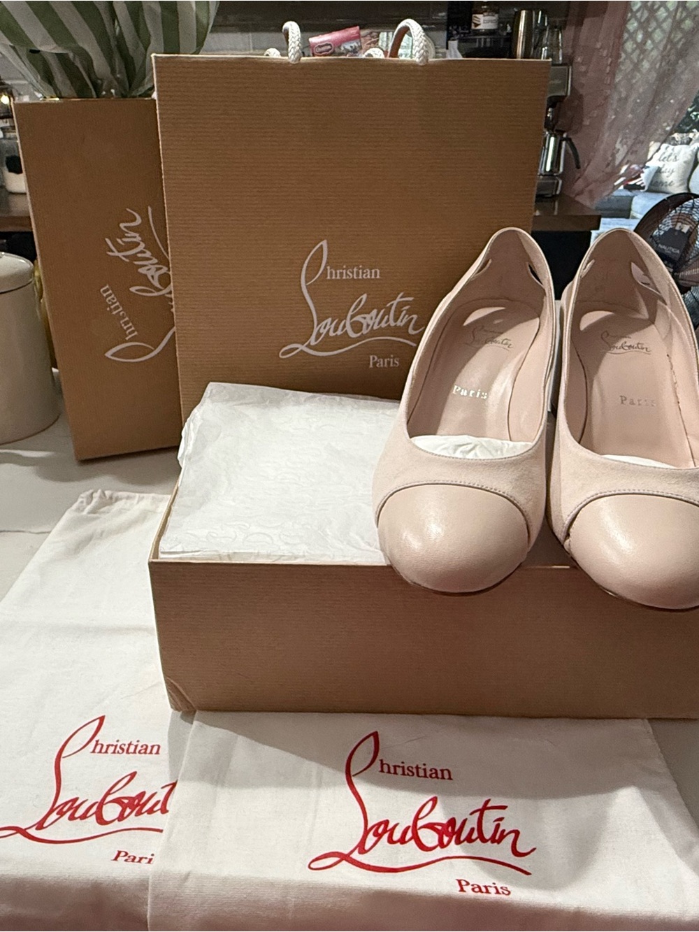 EEUC Christian Louboutin Blush Pink Leather Ballet Flats